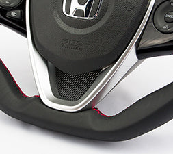 KENSTYLE STEERING WHEEL BLACK LEATHER RED LINE RED STITCH FOR  HB02