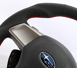 KENSTYLE STEERING WHEEL A-TYPE ALL BLACK LEATHER RED STITCH FOR  SA01