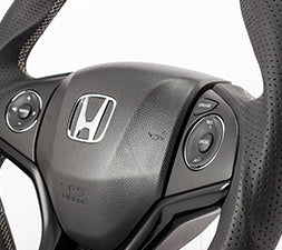 KENSTYLE STEERING WHEEL A-TYPE ALL BLACK LEATHER RED STITCH FOR  HA01
