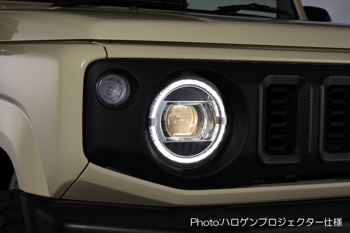 REVIER HEADLIGHT UNIT WITH BUILT-IN LED RING TYPE POSITION HALOGEN FOR SUZUKI JIMNY JB64W JB74W HL-SZ18-C-Harness-Converter