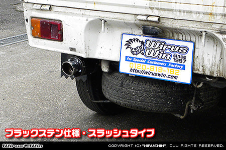WIRUS WIN D-PRIME MUFFLER EXHAUST BLACK STAINLESS STEEL SPECIFICATION SLASH TYPE FOR DAIHATSU HIJET TRUCK V-S100P V-S100C V-S100CT V-S110P V-S110C V-S110CT EF-NS EF-GS WIRUS-WIN-00029