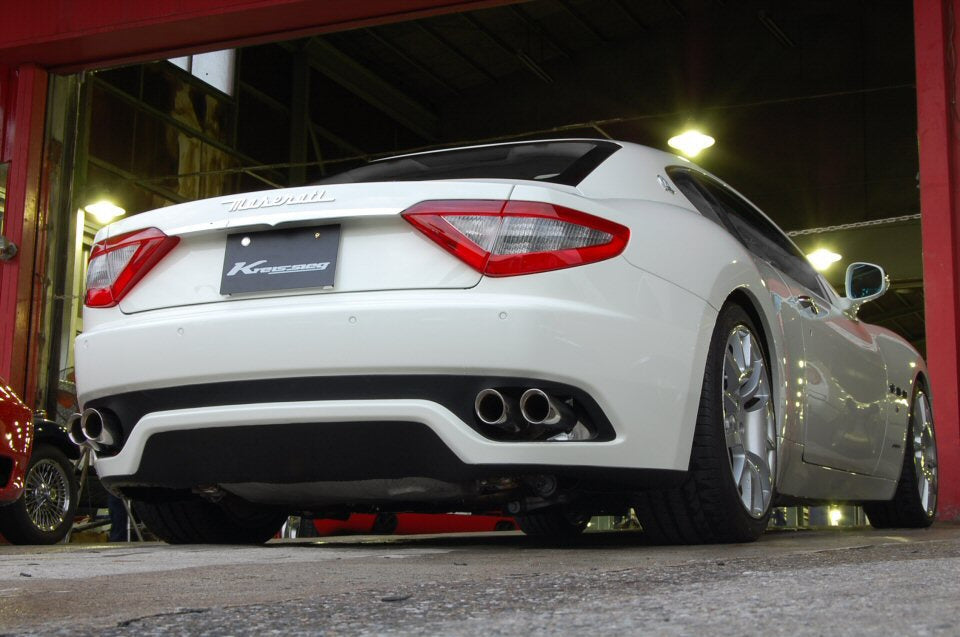 KREISSIEG CAT-BACK F1 SOUND VALVETRONIC EXHAUST SYSTEM STAINLESS STEEL FLOATING CURL TAIL SANDBLASTED KSG LOGO MARK FOR SPORTS AT WITH VARIABLE FUNCTION FOR MASERATI GRAND TURISMO SPORTS AT MGT-04-STAINLESS-GRANTURISMO-SPORTS-AT-YES