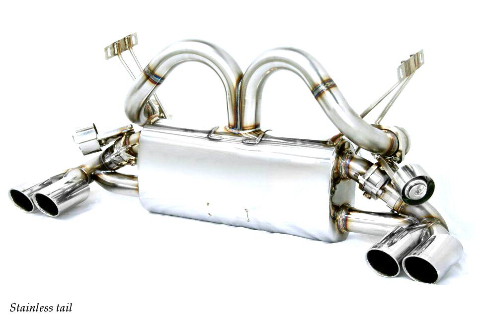 KREISSIEG F1 SOUND VALVETRONIC EXHAUST SYSTEM SUPER HOWLING VER. STAINLESS STEEL BILLET FLOATING CURL TAIL SANDBLASTED KSG LOGO MARK FOR FERRARI 348 TS FERRARI 348 TB F348-08-STAINLESSBILLET-TS-TB