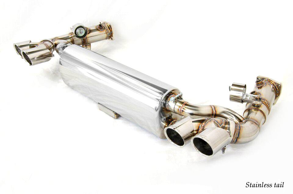 KREISSIEG HEADER BACK F1 SOUND VALVETRONIC EXHAUST SYSTEM STAINLESS STEEL FLOATING CURL TAIL SANDBLASTED KSG LOGO MARK DFI 7SP PDK FOR PORSCHE 997 TURBO DFI 7SPEED PDK TRANSMISSION P997T-01-STAINLESS-DFI7SPPDK