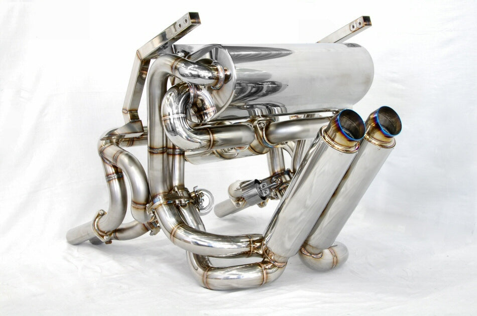 KREISSIEG F1 SOUND VALVETRONIC EXHAUST SYSTEMTITANIUM TAIL SANDBLASTED KSG LOGO MARK WITHOUT BUMPER 4 CATALYZER FOR LAMBORGHINI DIABLO 6.0 VT ROADSTER 6.0L V12 LAD-01-TITANIUM-WITHOUTBUMPER-4C
