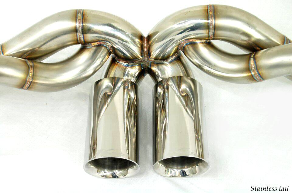 KREISSIEG FIRST CAT-BACK F1 SOUND EXHAUST SYSTEM TORNADO WOLF VER. STAINLESS STEEL FLOATING CURL TAIL SANDBLASTED KSG LOGO MARK FOR PORSCHE 997 GT3  P997GT3-06-STAINLESS