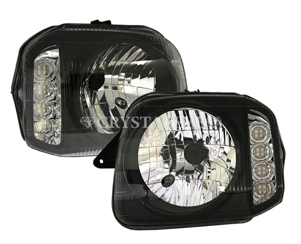 CRYSTAL EYE HIGH-BRIGHTNESS LED TURN SIGNALS, GENUINE TYPE HEADLIGHTS FOR SUZUKI JIMNY JB23 D078BK