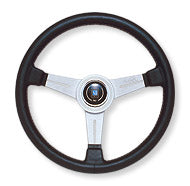 NARDI CLASSIC LEATHER LINE BLACK LEATHER & SILVER SPOKES 330MM STEERING WHEEL N111