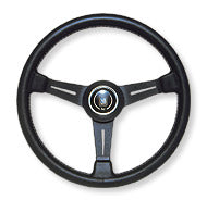 NARDI CLASSIC LEATHER LINE BLACK LEATHER & BLACK SPOKES 340MM STEERING WHEEL N341