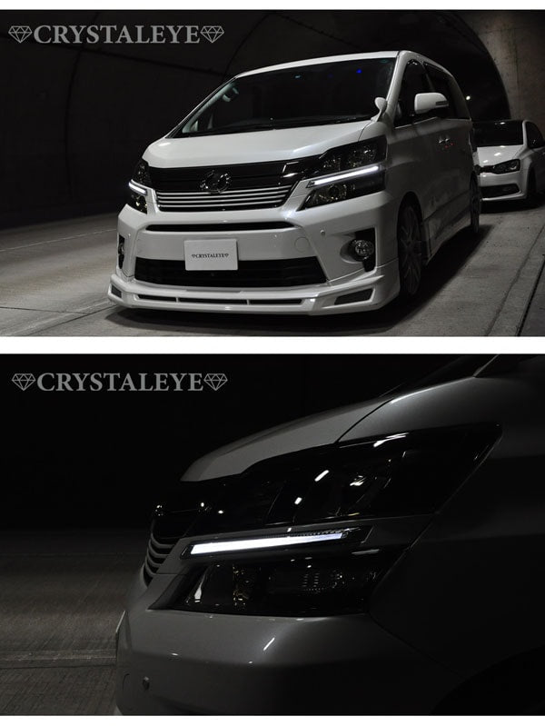 CRYSTAL EYE LED EYE DAYTIME RUNNING LIGHT GARNISH V2 (NON-COLORED UNPAINTED TYPE) FOR TOYOTA VELLFIRE ZENKI E021NW