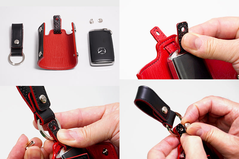 AUTOEXE LEATHER KEY HOLDER FRAGMENT CASE BLACK AND RED COLOR MAA0005