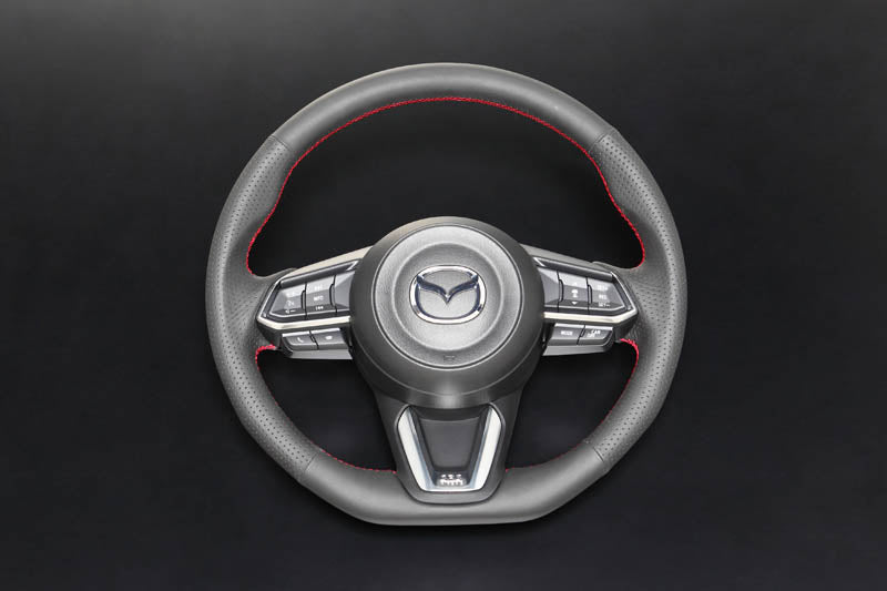AUTOEXE SPORTS STEERING WHEEL GENUINE LEATHER RED STITCH FOR MAZDA DEMIO DJ5FS DJ5AS DJLFS DJ3FS DJ3AS-UP TO 299999 MBM1370-03