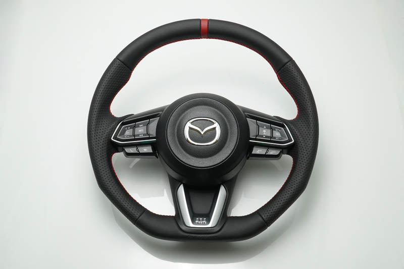 AUTOEXE SPORTS STEERING WHEEL RED STITCH FOR MAZDA CX-3 DK SERIES EXCLUDING DK5FW DK5AW-UP TO 199999 KFA1V0310