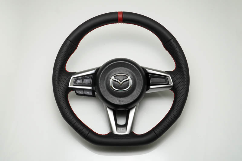 AUTOEXE SPORTS STEERING WHEEL NAPPA LEATHER LIGHT GRAY STITCH FOR MAZDA ROADSTER ND5RC ND5RE ROADSTER RF NDERC NDERE SKYACTIV-G 1.5 / SKYACTIV-G 2.0 NDA1V0310