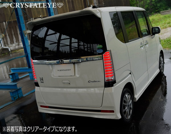 CRYSTAL EYE CRYSTAL FIBER FULL LED TAIL LAMP V2 SEQUENTIAL TURN SIGNAL TYPE BLACK FOR HONDA N-BOX CUSTOM JF1 JF2 J195-BK