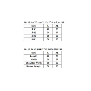 RAYS No.13 RAYS HALF ZIP SWEATER 23A SIZE L LIGHT GRAY 7409030020029