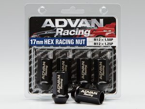 YOKOHAMA ADVAN RACING WHEEL NUT M12X1.25P H17 BL BLACK 4PCS FOR  V0263