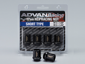 YOKOHAMA ADVAN RACING WHEEL NUT M12X1.25P H17 BL-S BLACK 4PCS FOR  V2380