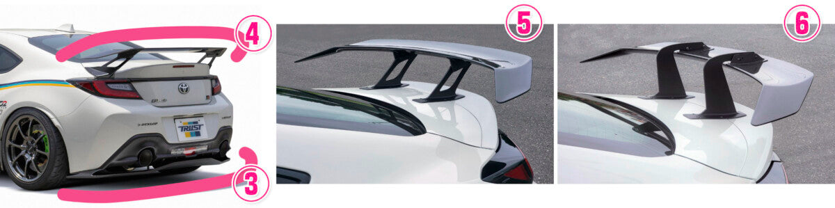 VOLTEX STREET AND LIGHT CIRCUIT REAR WING CENTER MOUNT WET CARBON PEDESTAL ALUMINUM FOR TOYOTA 86 ZN8 86WM