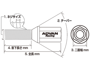 YOKOHAMA ADVAN RACING WHEEL BOLT M14X1.50P 68 BLACK 4PCS FOR  Z9564