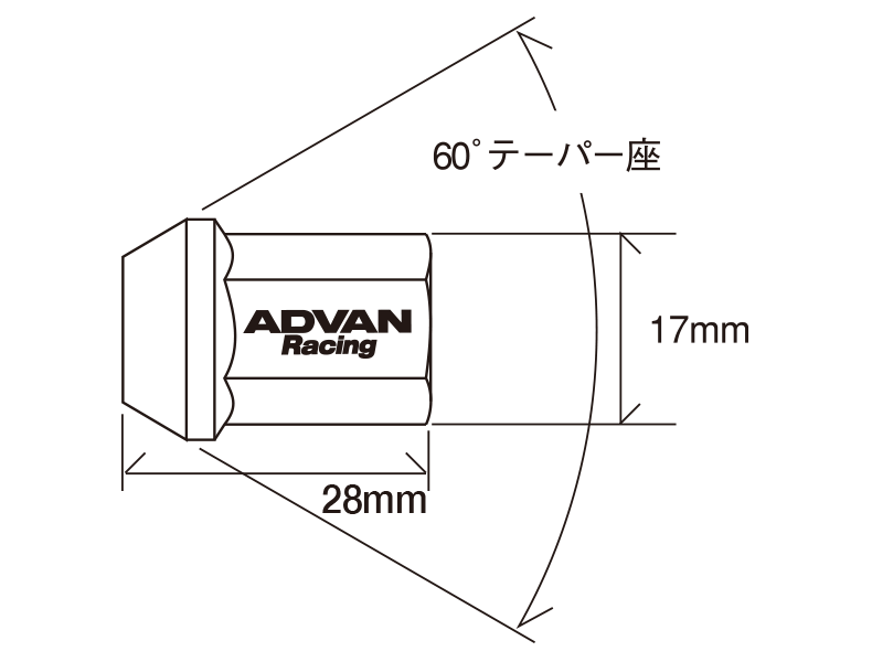 YOKOHAMA ADVAN RACING WHEEL NUT M12X1.25P H17 BL-S BLACK 4PCS FOR  V2380