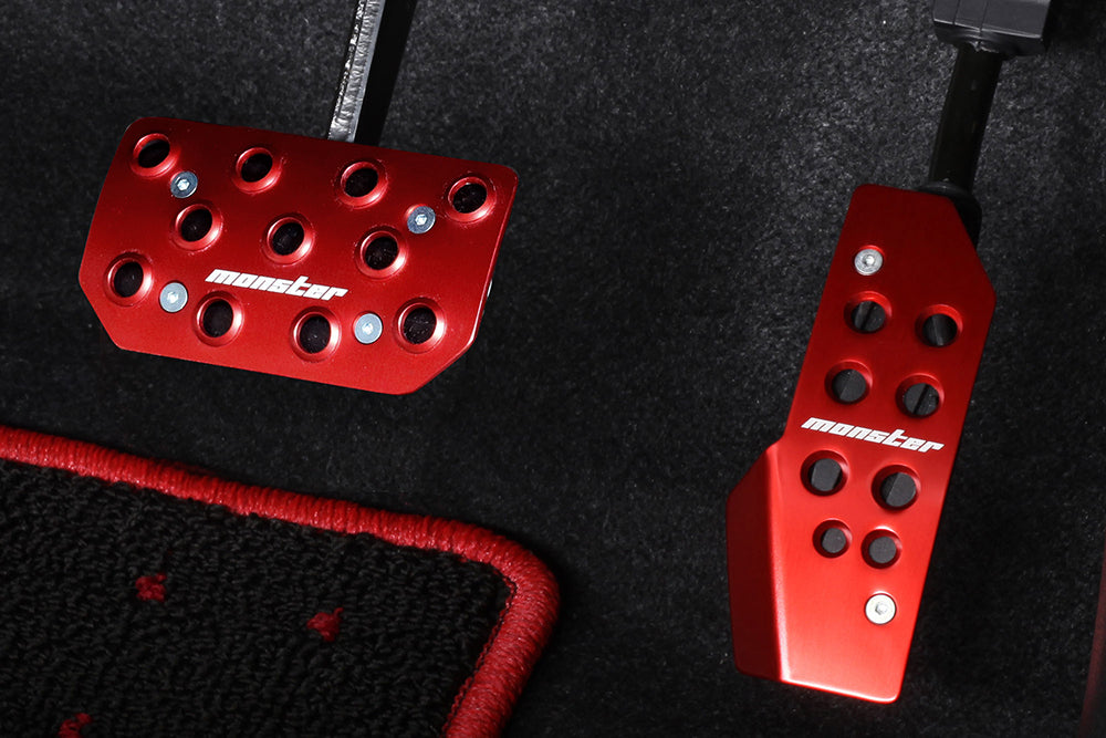 MONSTER SPORT SPORTS DRIVING PEDAL COVER RED ALUMITE FOR SUZUKI JIMNY JB64W JB74W JC74W AT 849525-5500M