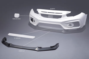 VARIS ARISING-II FRONT BUMPER 4 PIECES FRP, CARBON FOR HONDA CIVIC TYPE R FK8 VAHO-020