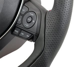 KENSTYLE STEERING WHEEL BLACK LEATHER WRINKLED LEATHER SILVER STITCHING FOR TOYOTA RAV4 GASOLINE MXAA52 MXAA54 TD02