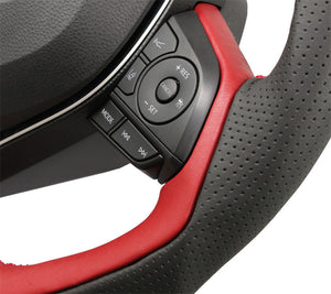 KENSTYLE STEERING WHEEL BLACK LEATHER JAPAN RED LEATHER RED STITCHING FOR TOYOTA CROWN ARS220 TD03