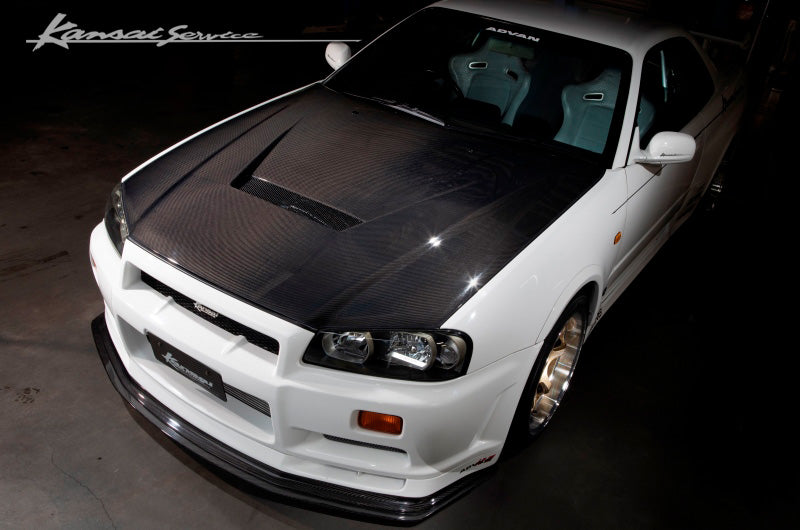 KANSAI SERVICE CARBON ENGINE HOOD FOR NISSAN SKYLINE GT-R BNR34 KAN068