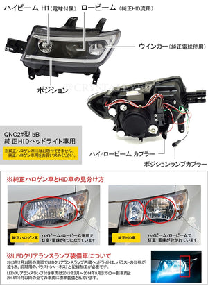CRYSTAL EYE LED LIGHT BAR PROJECTOR HEADLIGHT (BLACK TYPE) & FIBER LED TAIL V2 RED SMOKE FOR TOYOTA BB QNC20  S149BKVC-RS