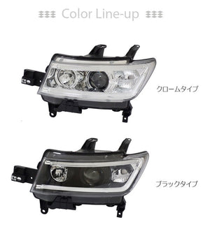 CRYSTAL EYE LED LIGHT BAR PROJECTOR HEADLIGHT (CHROME TYPE) & FIBER LED TAIL V2 RED CLEAR FOR TOYOTA BB QNC20  S151CRVC-RC