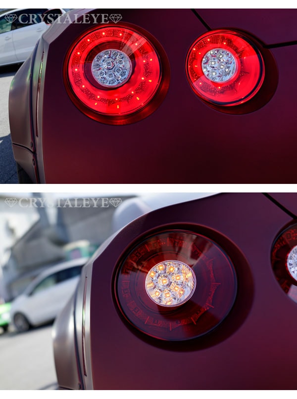 CRYSTAL EYE DOUBLE FIBER RING FULL LED TAIL LAMP RED CLEAR FOR NISSAN GT-R R35 S181-RC