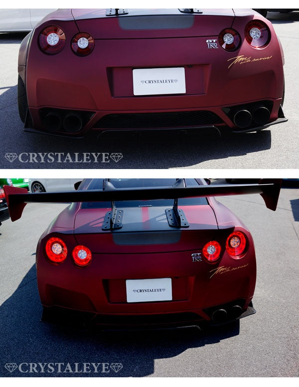CRYSTAL EYE DOUBLE FIBER RING FULL LED TAIL LAMP RED CLEAR FOR NISSAN GT-R R35 S181-RC