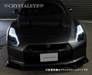 CRYSTAL EYE LED FIBER HEADLIGHTS WITH BUILT-IN SEQUENTIAL TURN SIGNALS, CHROME FOR NISSAN GT-R R35 LATE STYLE S249-CR