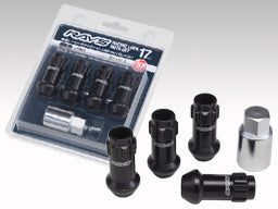 RAYS RACING SERIES 17HEX L48 RACING NUT TYPE LOCK SET (LONG, THROUGH TYPE) M12X1.25 FOR  7413-BLACK-M12-1-25-9