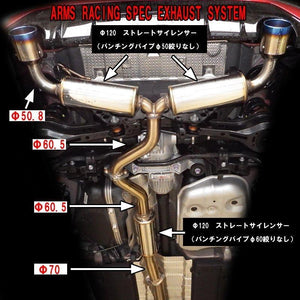 ROSSO MODELLO ARMS GT-TITAN-T TITANIUM TAIL WITH CENTER SILENCER RACING EXHAUST MUFFLER FOR TOYOTA GR YARIS RZ RC TURBO GR YARIS RZ RC TURBO GXPA16 ZENKI AGT-160T