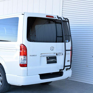 ROSSO MODELLO IKUSA REAR LADDER KYOSHU TYPE NORMAL CHECKER PLATE STEPS FOR TOYOTA HIACE 200 SERIES NARROW BODY IKS-HI-E