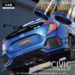 ROSSO MODELLO MARVELOUS T1 SINGLE TITANIUM TAIL SILVER MUFFLER CUTTER FOR HONDA CIVIC FK7 AT MT MFC-HO002-SILVER