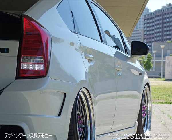 CRYSTAL EYE FIBER FULL LED TAIL V5 FLOWING TURN SIGNAL SEQUENTIAL TYPE RED CLEAR FOR TOYOTA PRIUS 30  S195-RC