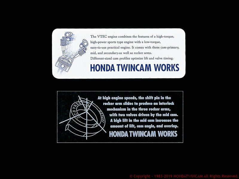 FEEL'S HONDA TWINCAM HONDA TWIN CAM WORKS STICKER VALVE TIMING DESIGN 40MMX110MM FOR  FEELS-00962