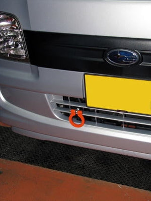 KAWAI WORKS FRONT TYPE FOLDABLE TOW HOOK FOR SUBARU SAMBARDIAS VAN TA TW SU0170-RFF-88