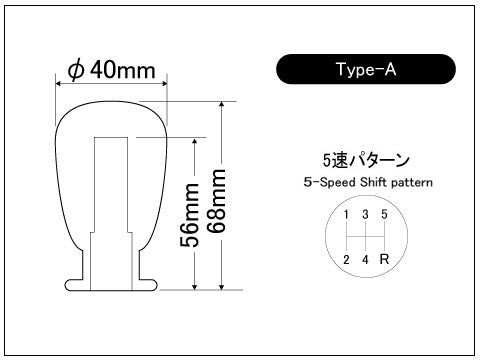 LAILE BEATRUSH JURACONR GEAR KNOB TYPE A M10x1 50P BLACK A91015B-A