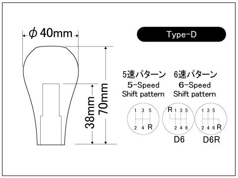 LAILE BEATRUSH JURACONR GEAR KNOB TYPE D M10x1 50P 5S WHITE A91015W-D5