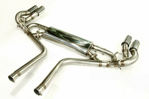 KREISSIEG CAT-BACK F1 SOUND EXHAUST SYSTEM WONDERWOLF VER. STAINLESS STEEL FLOATING CURL TAIL SANDBLASTED KSG LOGO MARK TURBO MODEL FOR PORSCHE 957 CAYENNE TURBO  PCAYT-06-STAINLESS-TURBO
